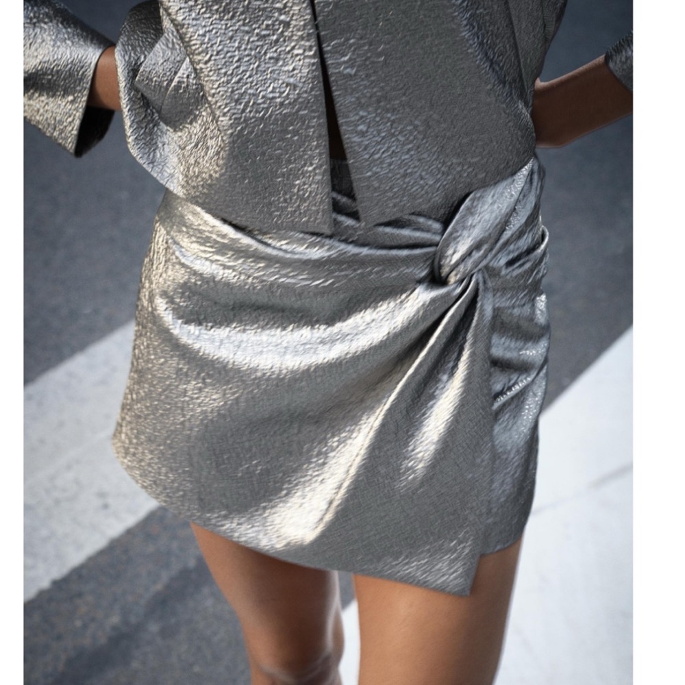 Silver metallic mini skort